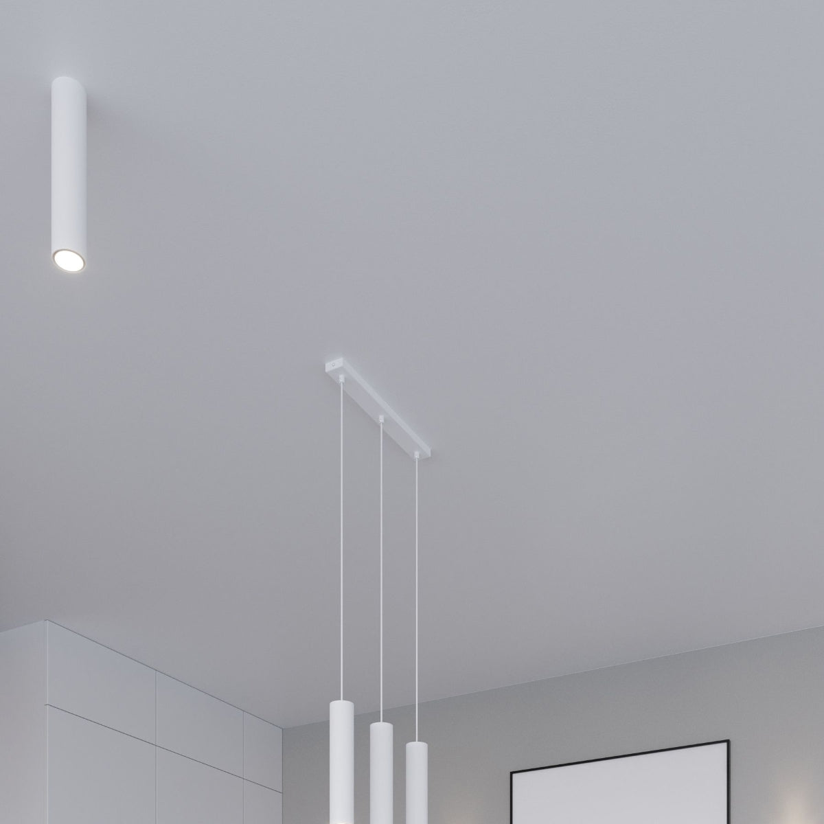 Applique Cylindre Long Blanche Acier