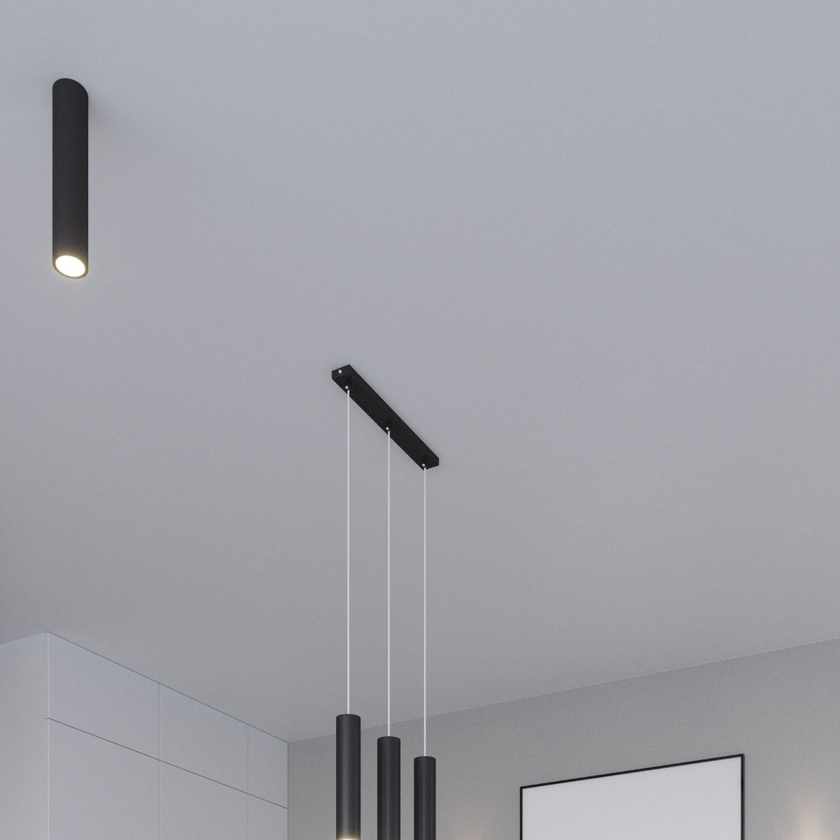 Applique Cylindre Long Noire Acier