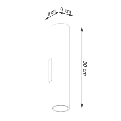 Applique Cylindre Long Acier Or Poli