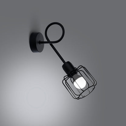 Applique Longue Cage Orientable Acier Noir