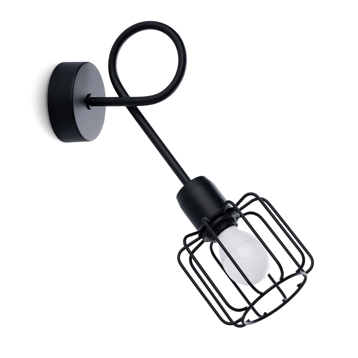 Applique Longue Cage Orientable Acier Noir