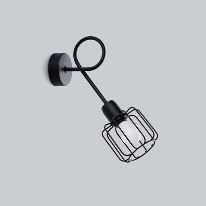 Applique Longue Cage Orientable Acier Noir