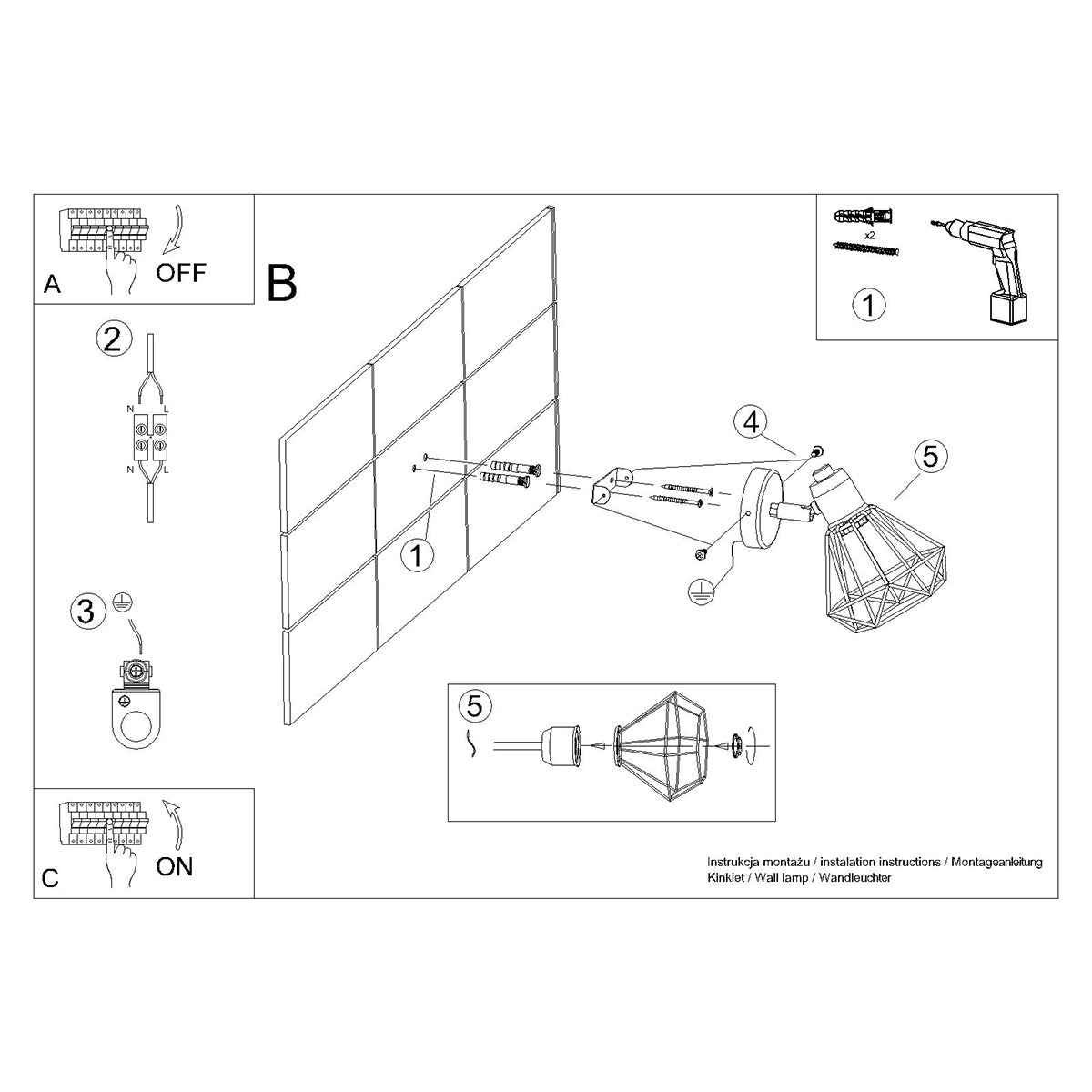 Applique Orientable Cage Acier Style Industriel