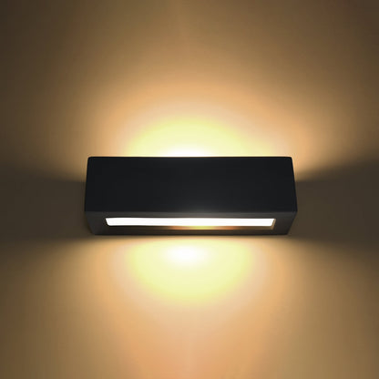 Applique rectangle céramique noire E27 haut / bas