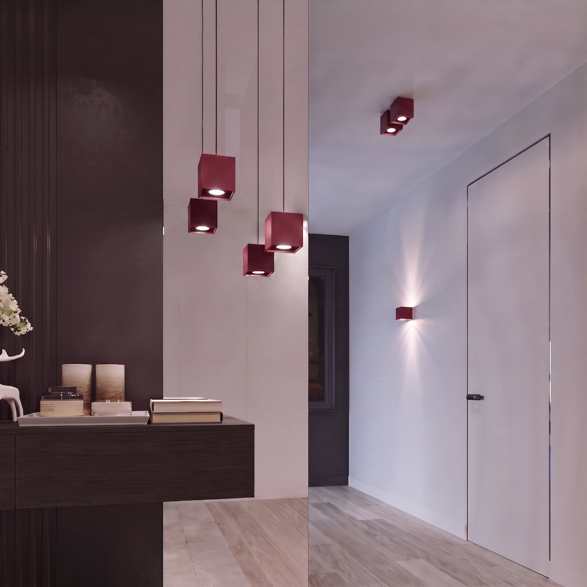 Applique Cube LED Bordeaux
