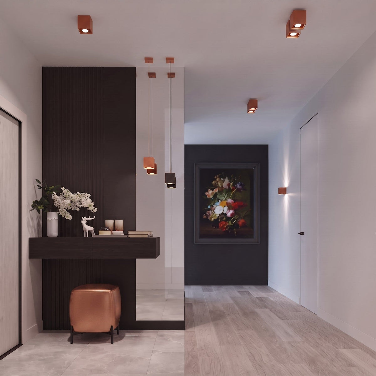 Applique Cube LED Ocre Rouge
