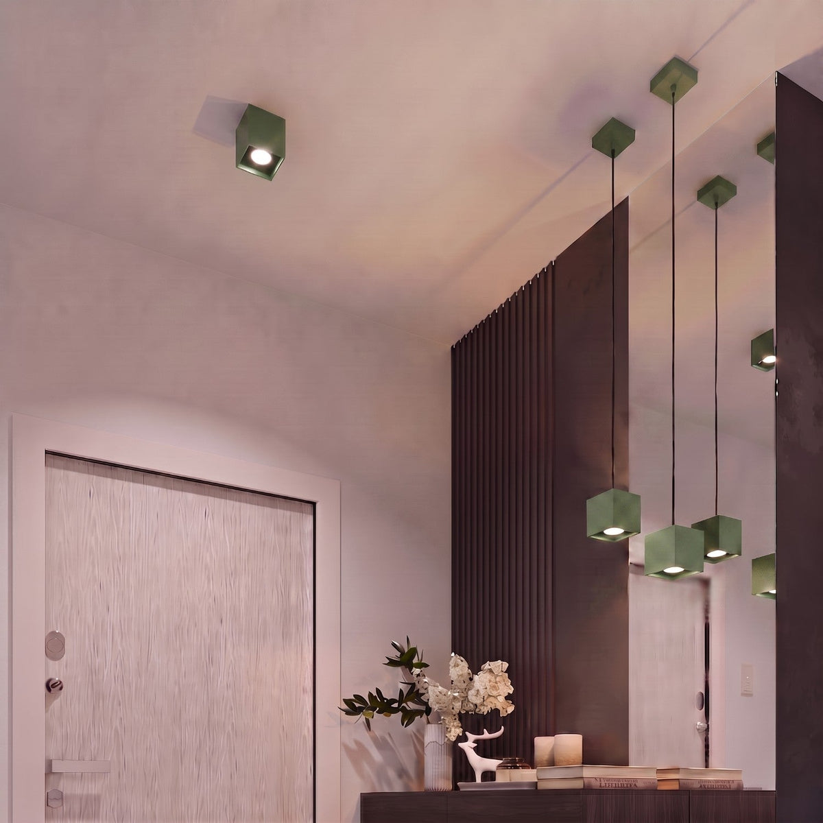 Applique Cube LED Vert Olive
