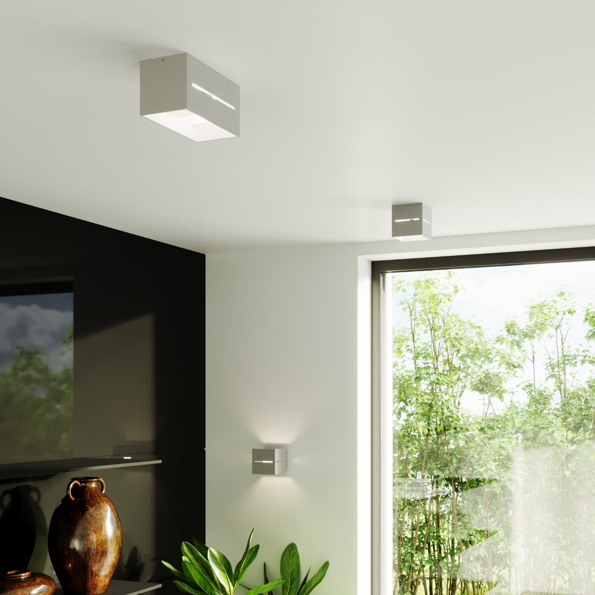 Applique Cube Ouvert Grise