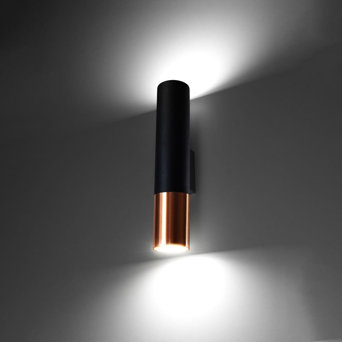 Applique Tube Duo Metallic Acier Noir et Cuivre
