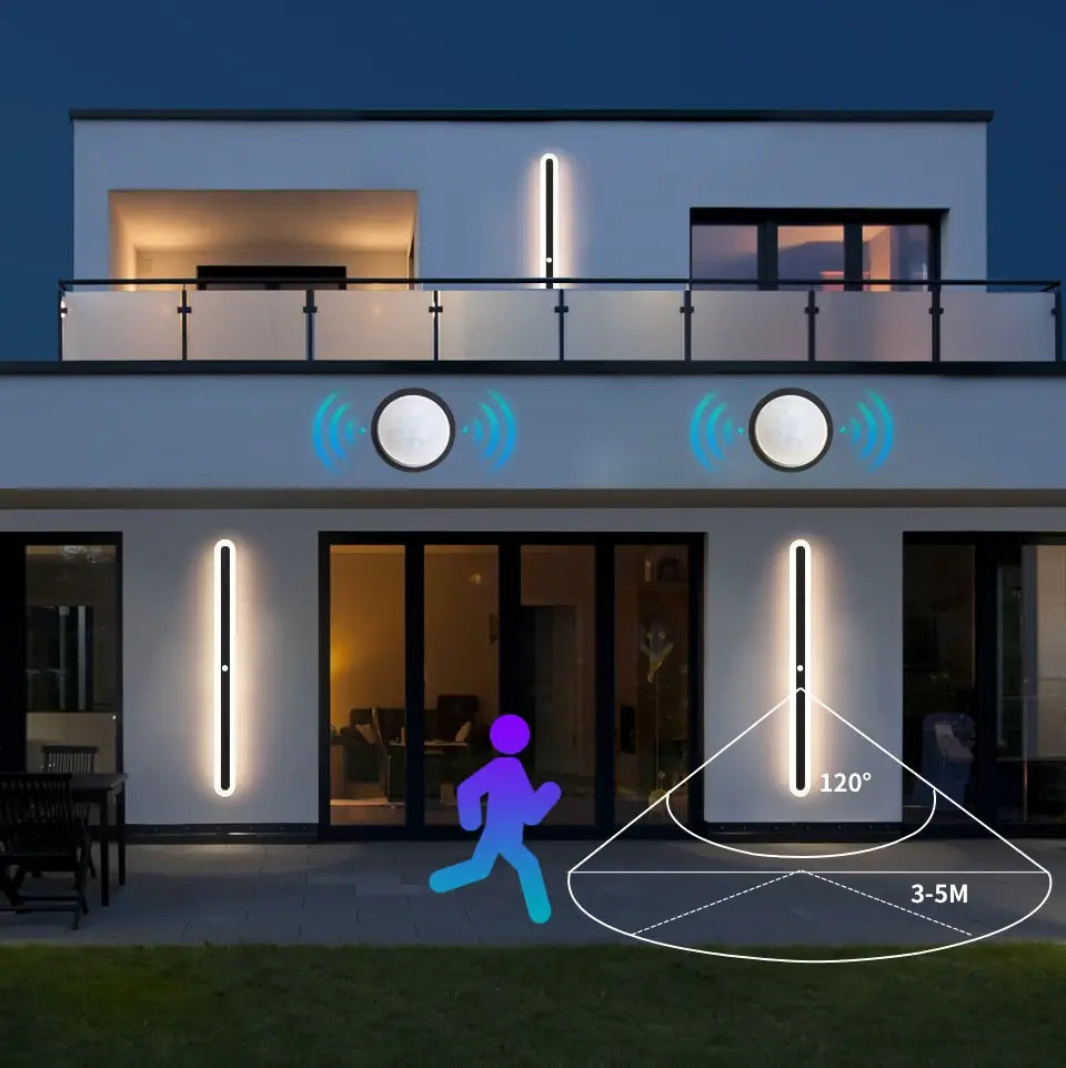 Applique Extérieure LED Linéaire à Détecteur Alu