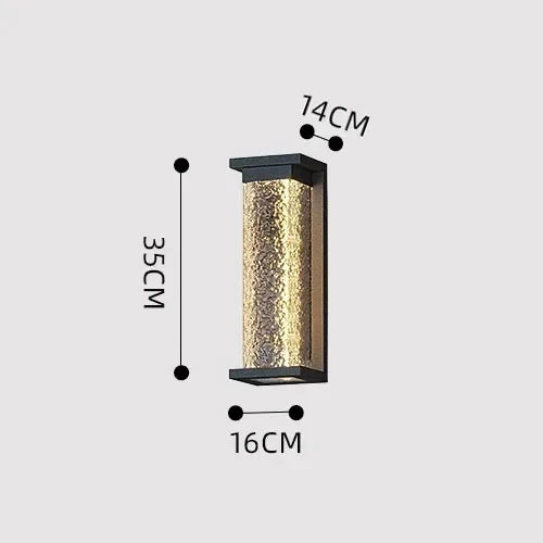 Applique Ext. LED Noire Effet Vague d'Eau IP65