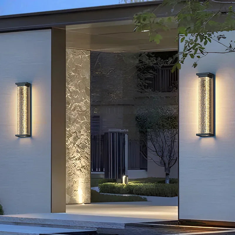 Applique Ext. LED Noire Effet Vague d'Eau IP65