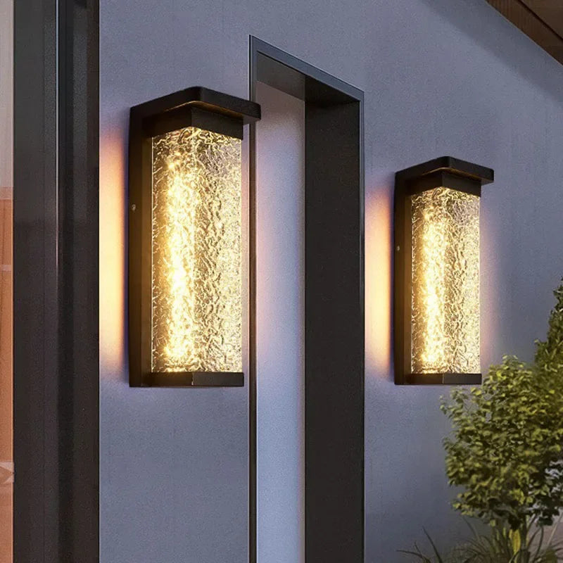 Applique Ext. LED Noire Effet Vague d'Eau IP65