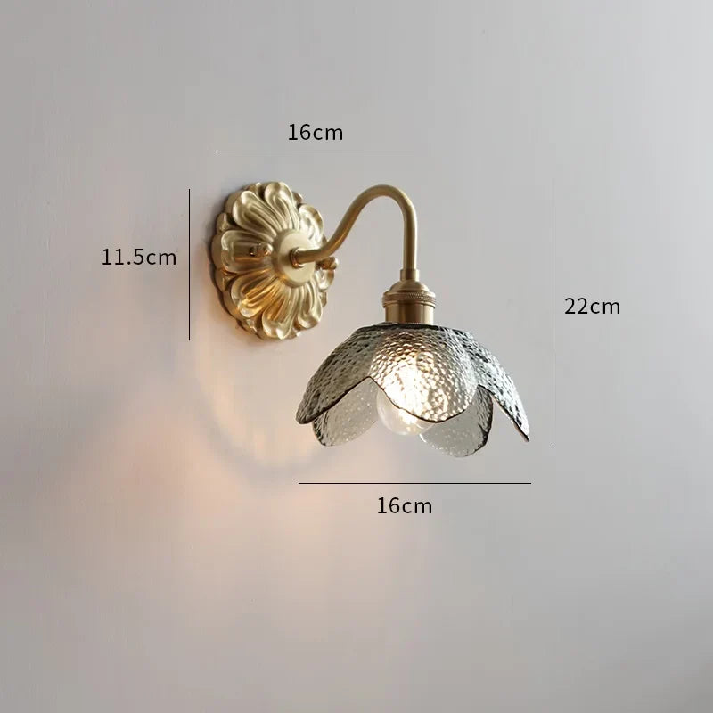 Applique Fleur Verre Martelé et Laiton