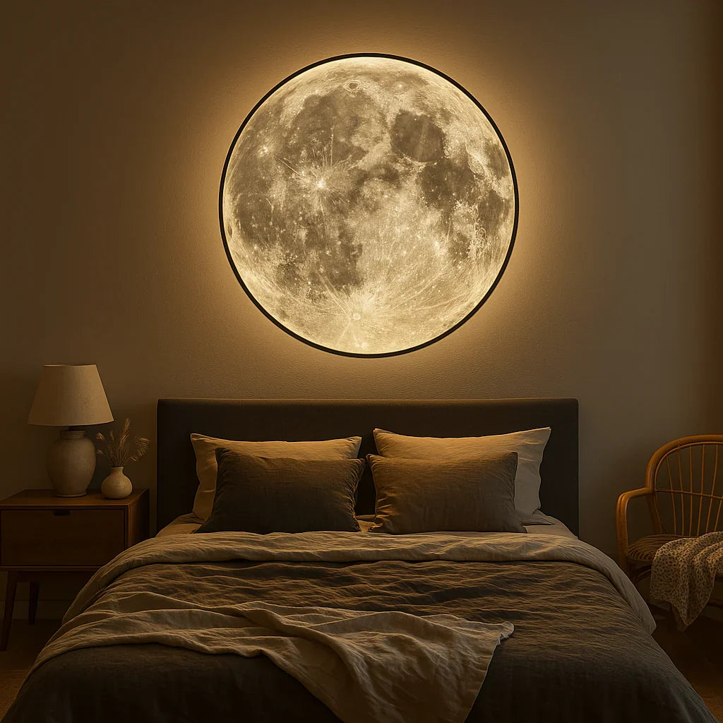 Applique Lune LED Ronde Effet Relief Lunaire