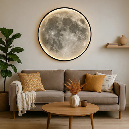 Applique Lune LED Ronde Effet Relief Lunaire