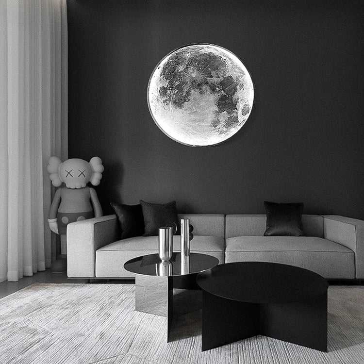 Applique Lune LED Ronde Effet Relief Lunaire