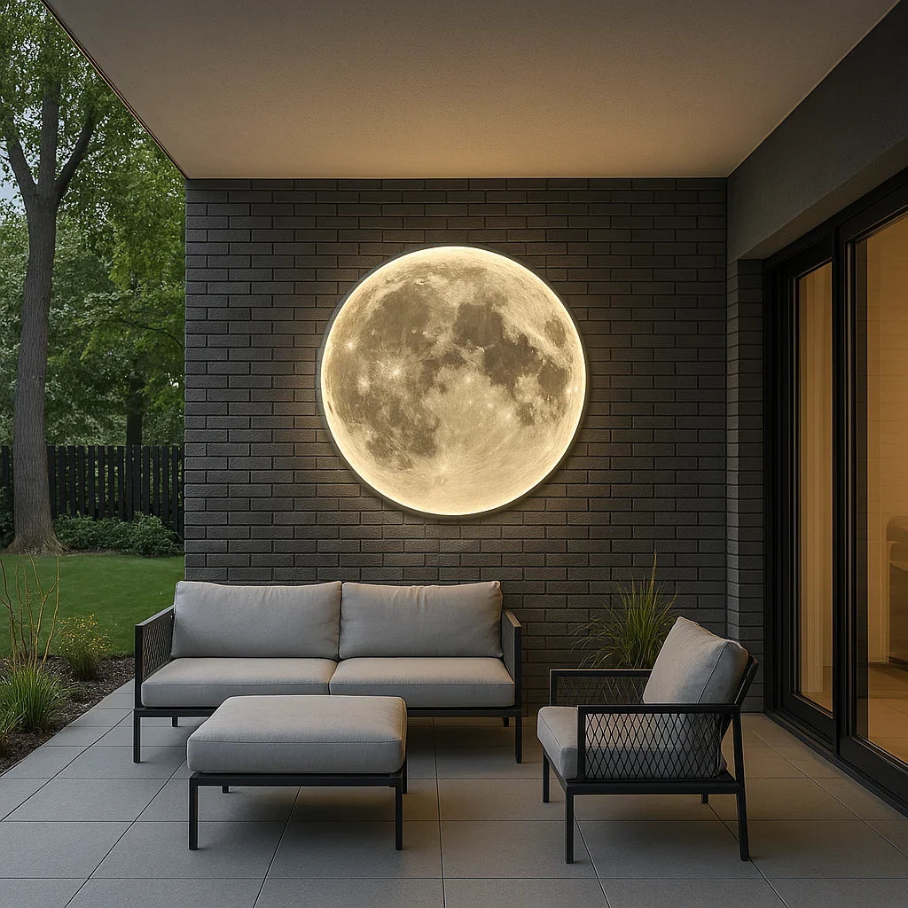 Applique Lune LED Ronde Effet Relief Lunaire