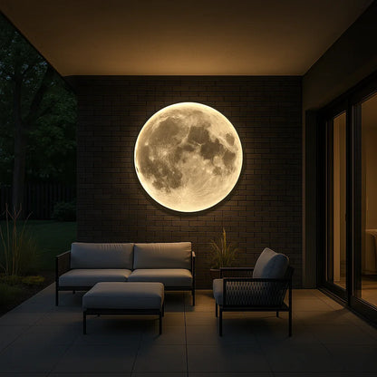 Applique Lune LED Ronde Effet Relief Lunaire