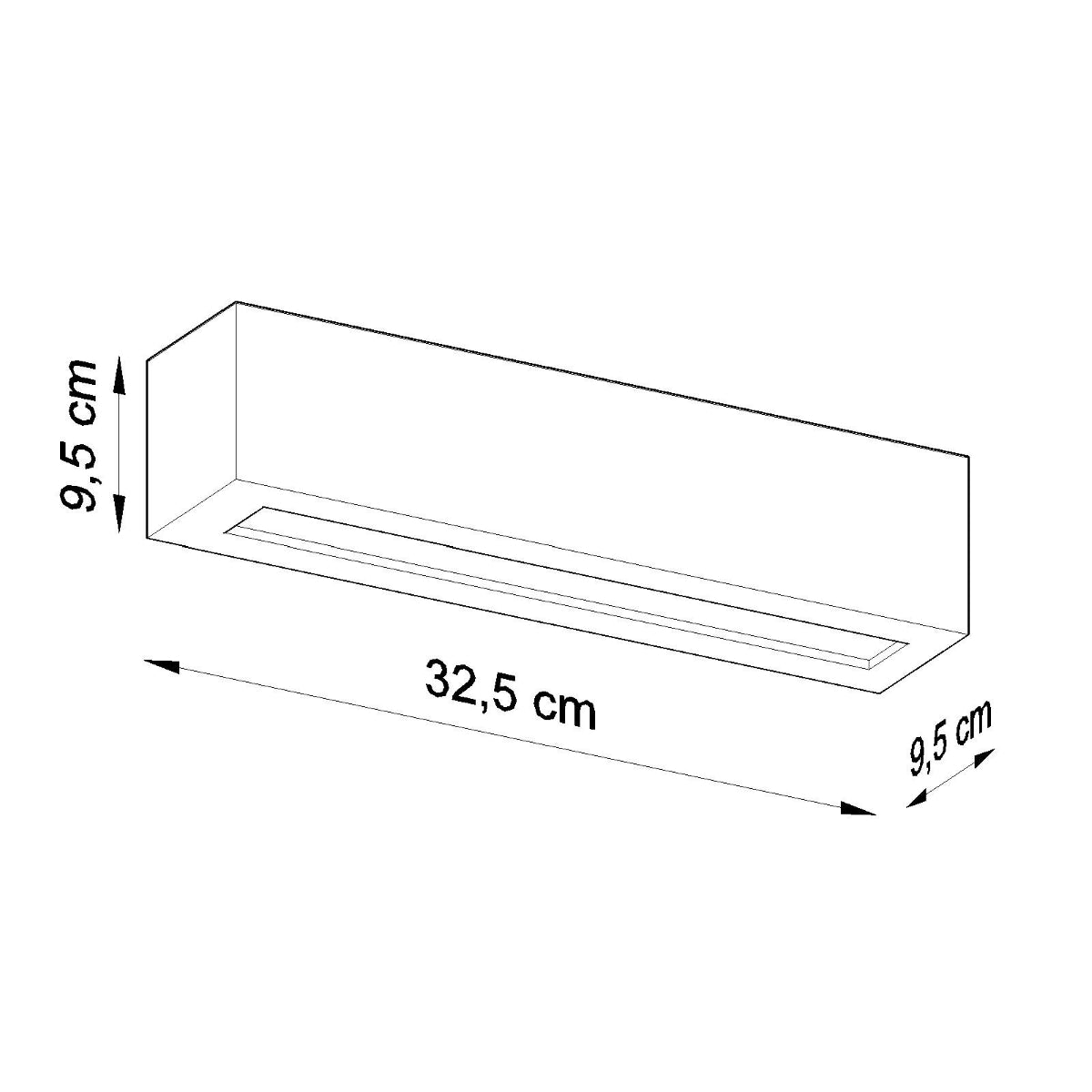 Applique rectangle céramique noire E27 haut / bas
