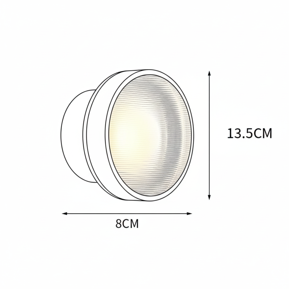 Applique Ronde en Acrylique Rainuré Noire LED