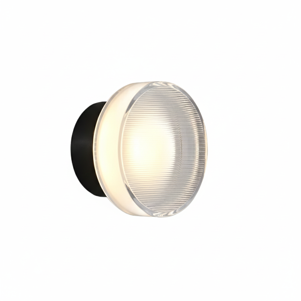 Applique Ronde en Acrylique Rainuré Noire LED