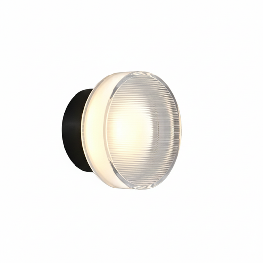 Applique Ronde en Acrylique Rainuré Noire LED