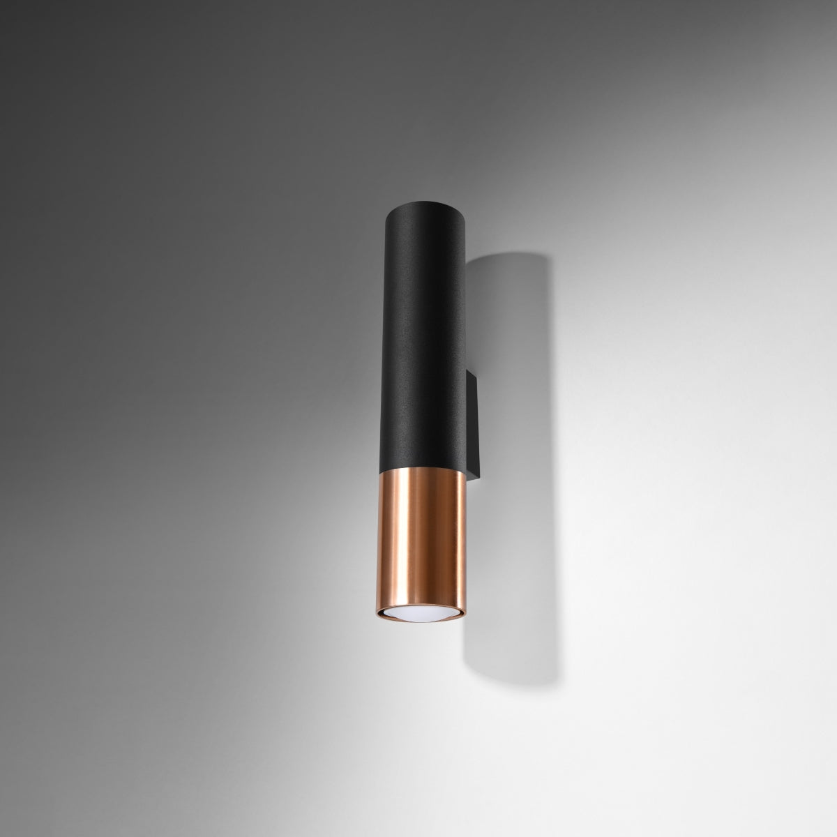 Applique Tube Duo Metallic Acier Noir et Cuivre