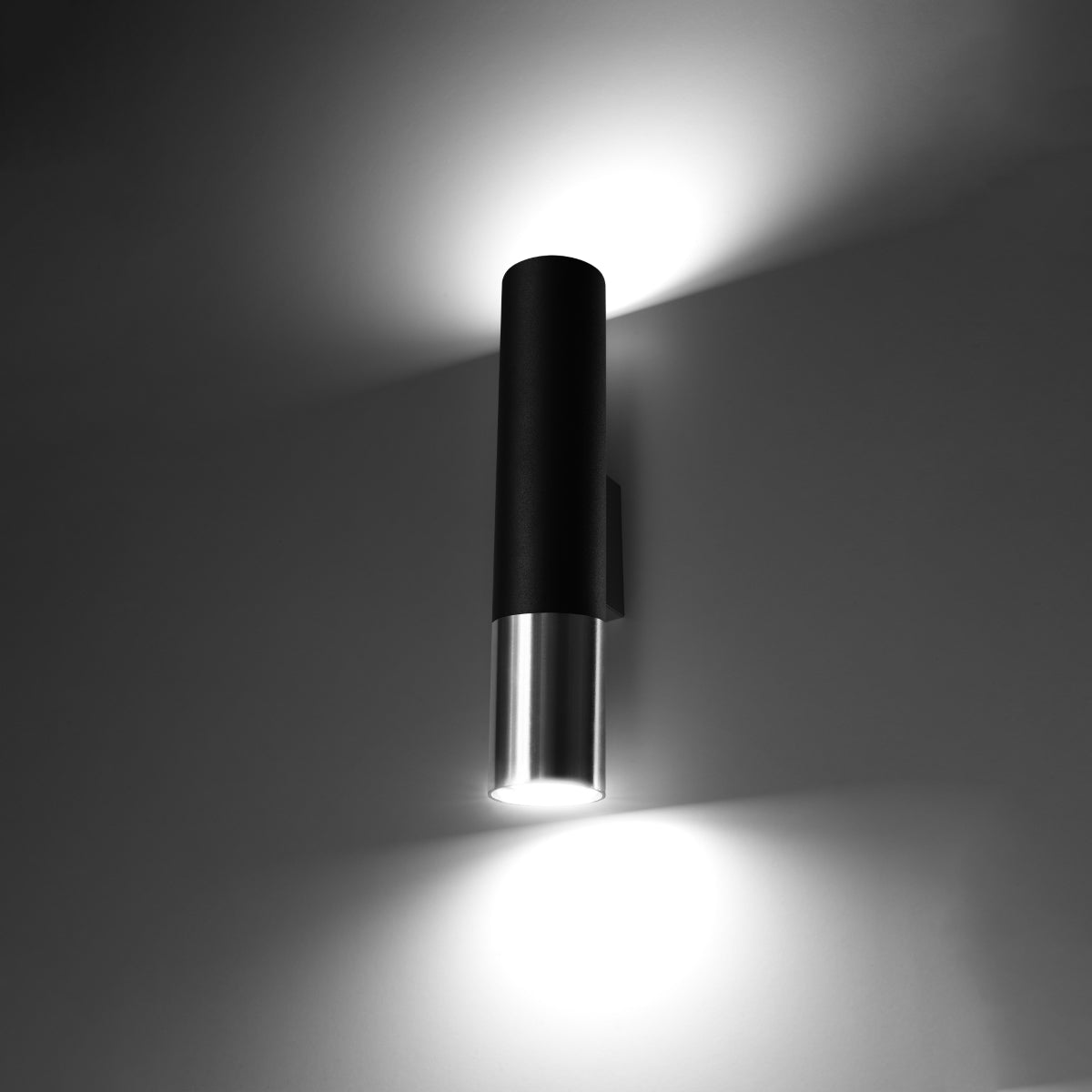 Applique Tube Duo Metallic Acier Noir et Chrome
