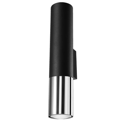 Applique Tube Duo Metallic Acier Noir et Chrome