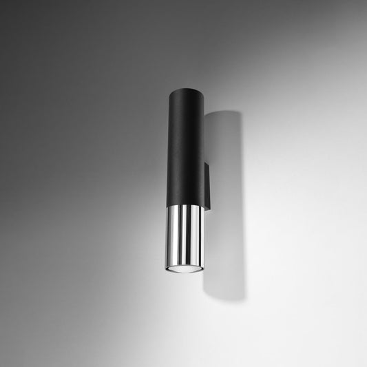 Applique Tube Duo Metallic Acier Noir et Chrome