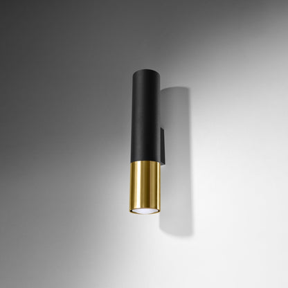 Applique Tube Duo Metallic Acier Noir et Doré