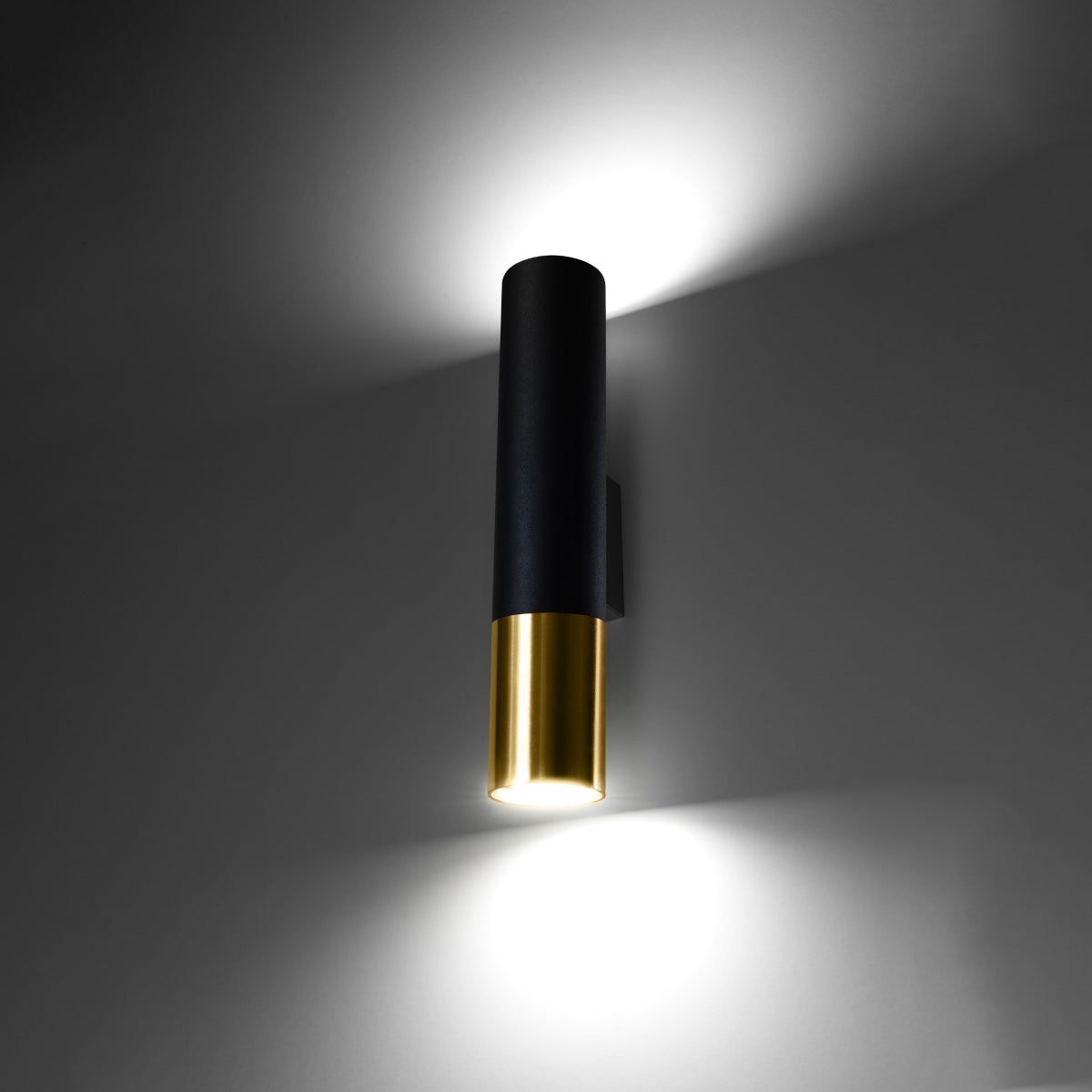 Applique Tube Duo Metallic Acier Noir et Doré