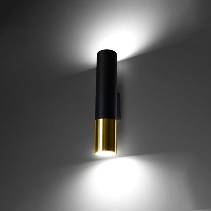 Applique Tube Duo Metallic Acier Noir et Doré