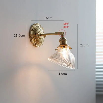 Applique Vintage Verre Strié/Laiton Orientable