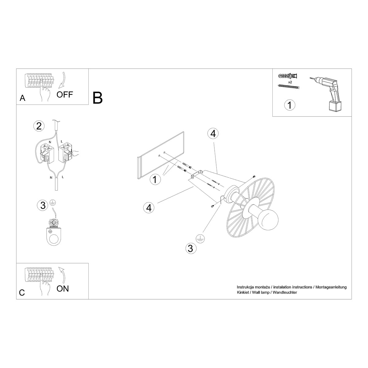 Applique Plafonnier Modulable Ronde 30 cm Noir