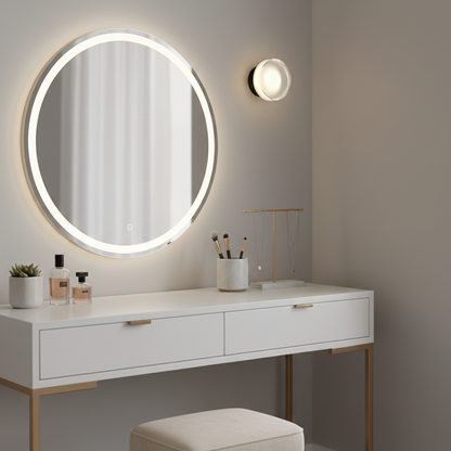 Applique Ronde en Acrylique Rainuré Noire LED
