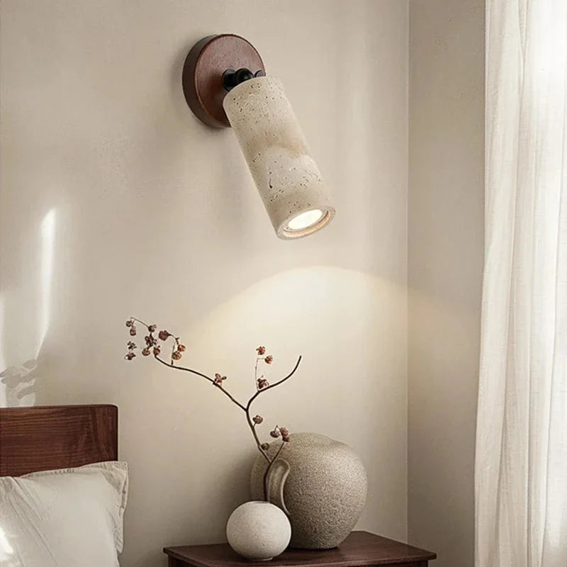 Applique Travertin et Bois Spot Orientable