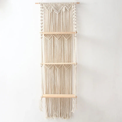 Étagère Murale Macramé Bohème 3 Niveaux