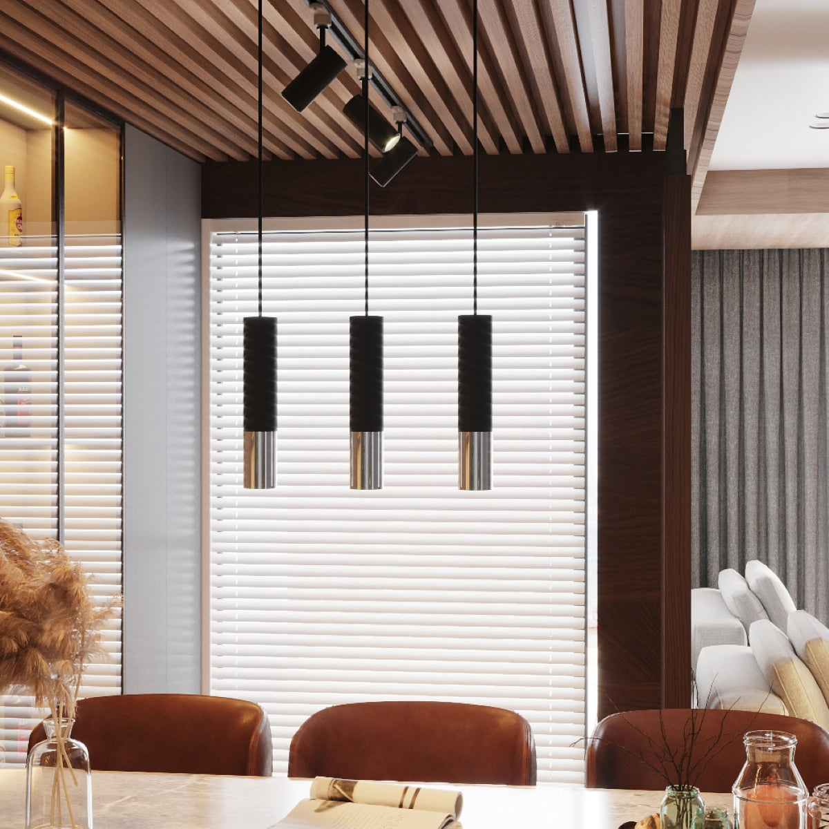 Applique Tube Duo Metallic Acier Noir et Chrome