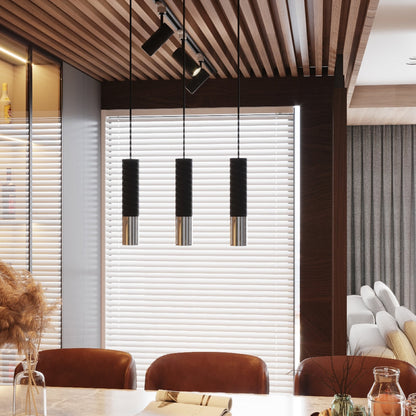 Applique Tube Duo Metallic Acier Noir et Chrome