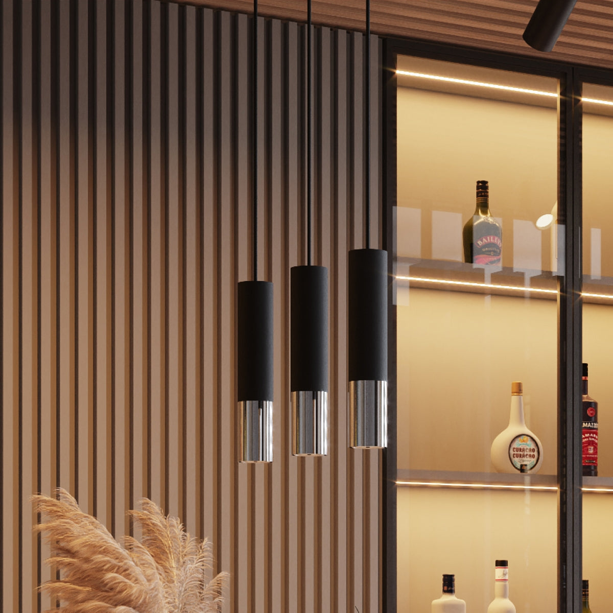 Applique Tube Duo Metallic Acier Noir et Chrome