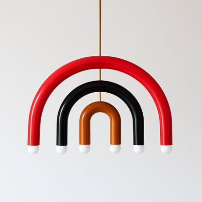 Lustre arc-en-ciel créatif LED Suspension en métal coloré pour chambre salon Restaurant café Art salle à manger suspension