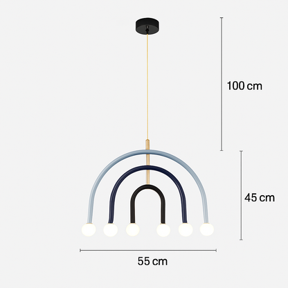 Lustre arc-en-ciel créatif LED Suspension en métal coloré pour chambre salon Restaurant café Art salle à manger suspension