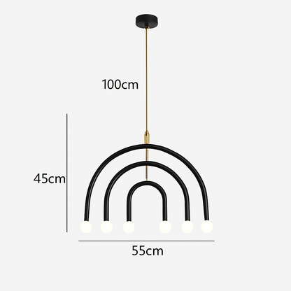 Lustre arc-en-ciel créatif LED Suspension en métal coloré pour chambre salon Restaurant café Art salle à manger suspension