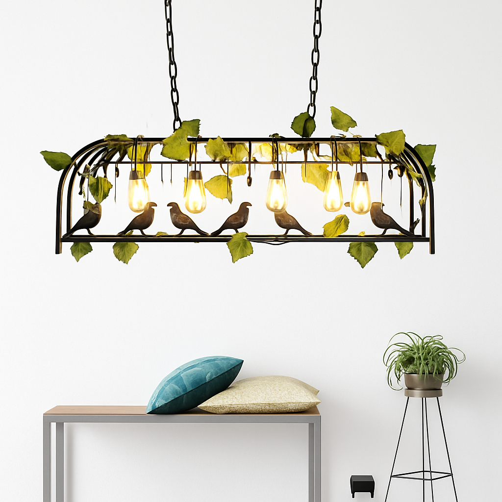 lustre cage à oiseaux style industriel rétro fer forgé décoratif