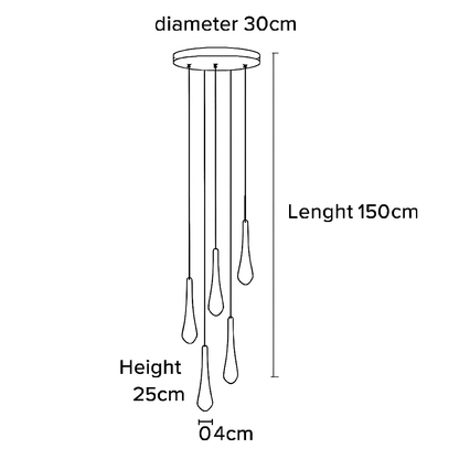 lustre créatif en cristal en forme de goutte d'eau dorée rotatif