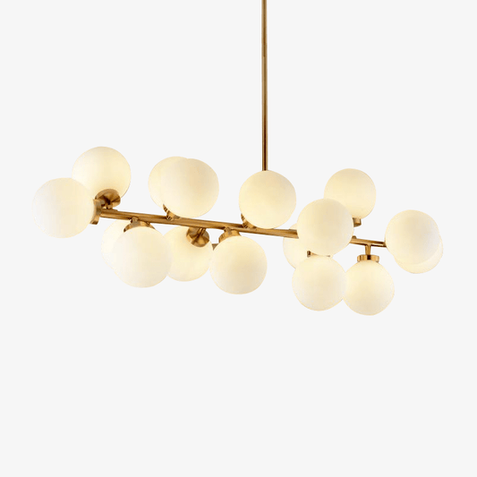 Lustre design à LED avec branche (noir ou dorée) et boules en verre
