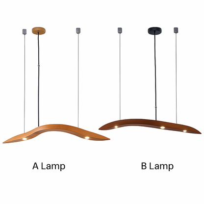 Lustre design branches arrondies en bois et LED Villa
