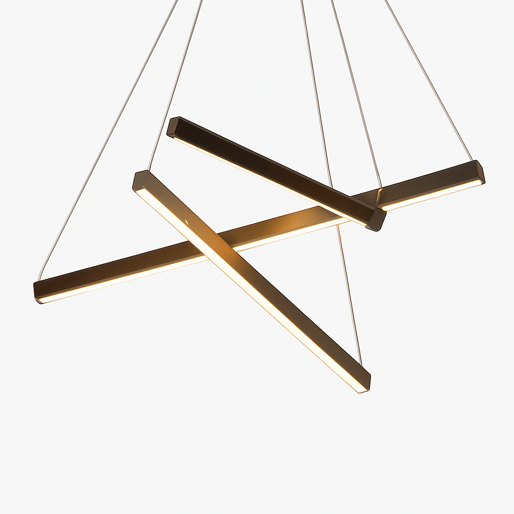 Lustre design LED avec baguettes métalliques lumineuses Solana